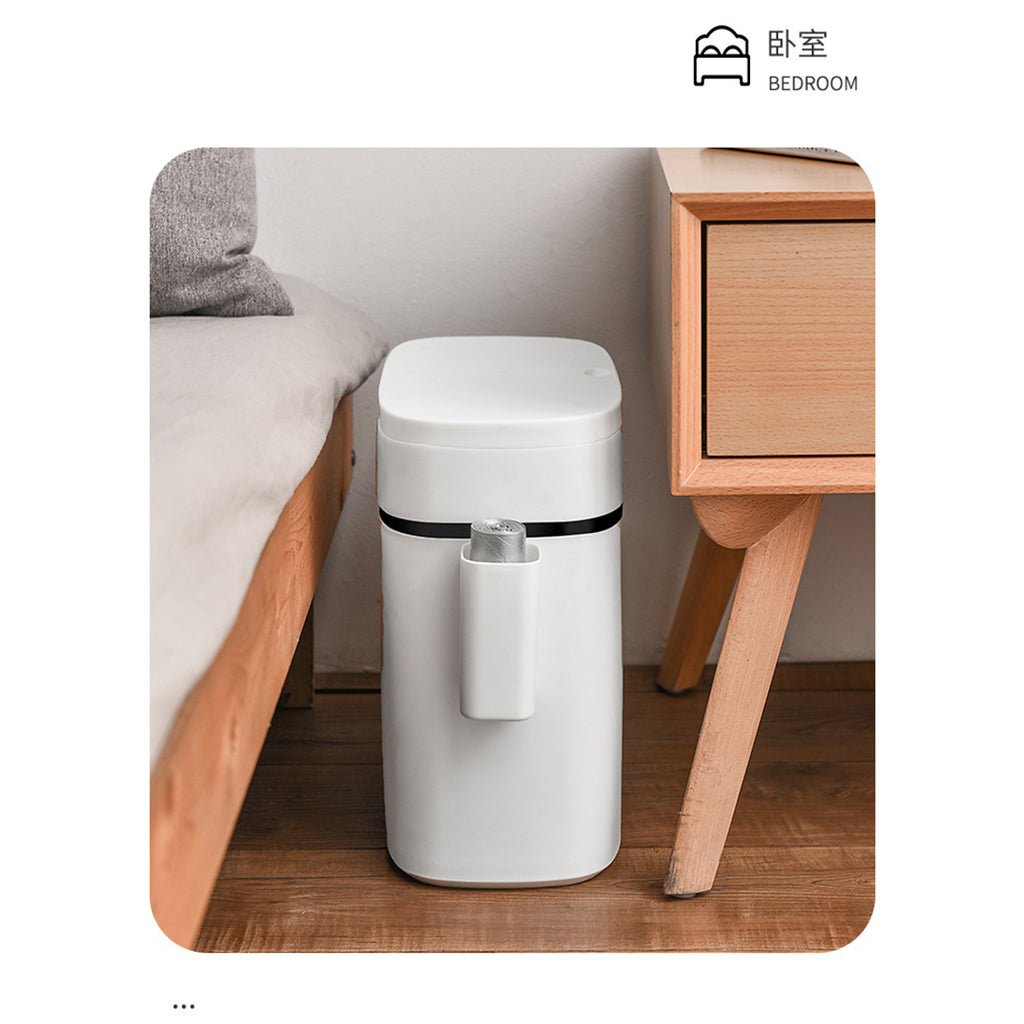 slim waste bin trash can with push open press top lid for toilet